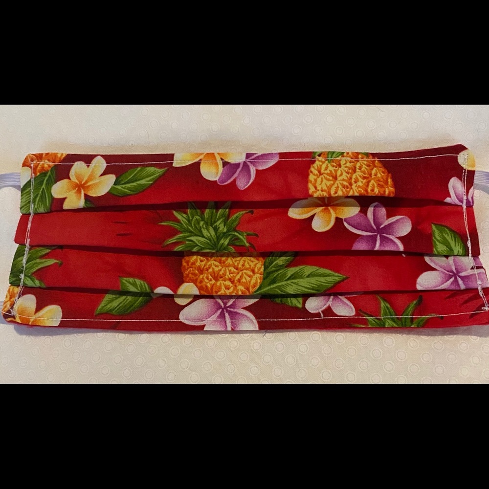 Vibrant red Hawaiian face mask 100% cotton